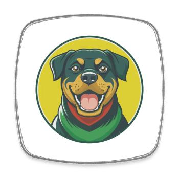 Rottweiler chien mignon Kawaii dessin animé Clipart Animal - Magnet carré - blanc - Devant