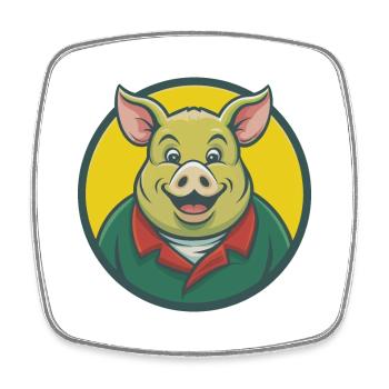Cochon mignon Kawaii dessin animé Clipart Animal de compagnie - Magnet carré - blanc - Devant