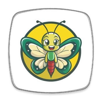 Butterfly Cute Kawaii Cartoon Clipart Pet Animal - Square fridge magnet - white - Front