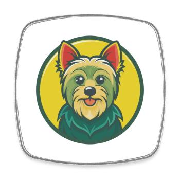Yorkshire Terrier Chien Mignon Kawaii Dessin Animé Animal - Magnet carré - blanc - Devant