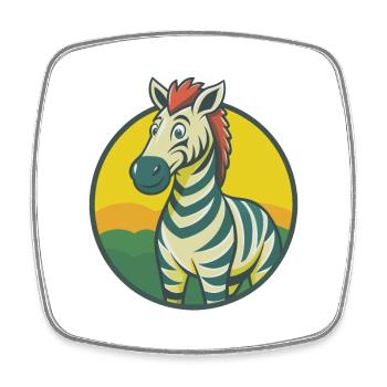 Zebra Cute Kawaii Cartoon Clipart Pet Animal - Square fridge magnet - white - Front