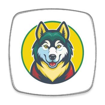 Husky Dog Cute Kawaii Cartoon Clipart Pet Animal - Square fridge magnet - white - Front