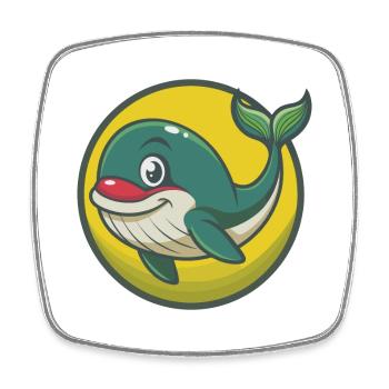 Whale Cute Kawaii Cartoon Clipart Pet Animal - Square fridge magnet - white - Front