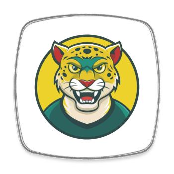 Jaguar Niedliche Kawaii Cartoon Clipart Haustier Tier - Viereckiger Kühlschrankmagnet - Weiß - Vorne
