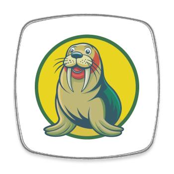 Walrus Cute Kawaii Cartoon Clipart Pet Animal - Square fridge magnet - white - Front