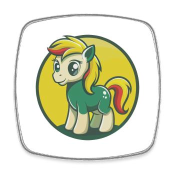 Pony Niedliche Kawaii Cartoon Clipart Haustier Tier - Viereckiger Kühlschrankmagnet - Weiß - Vorne