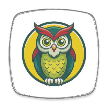 Owl Cute Kawaii Cartoon Clipart Pet Animal - Square fridge magnet - white - Front