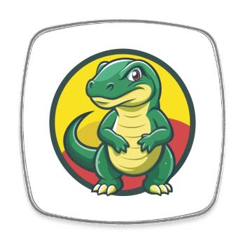 Komodo Dragon Cute Kawaii Cartoon Clipart Animal - Square fridge magnet - white - Front