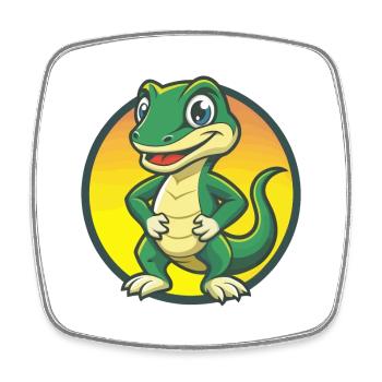 Lizard Cute Kawaii Cartoon Clipart Pet Animal - Square fridge magnet - white - Front