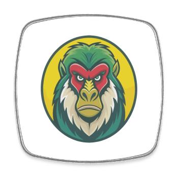 Mandrill mignon Kawaii dessin animé Clipart Animal de compagnie - Magnet carré - blanc - Devant