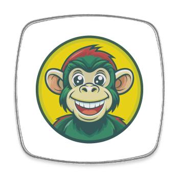 Monkey Cute Kawaii Cartoon Clipart Pet Animal - Square fridge magnet - white - Front
