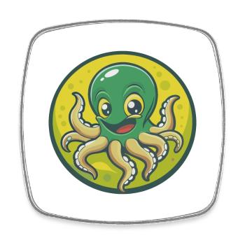 Octopus Cute Kawaii Cartoon Clipart Pet Animal - Square fridge magnet - white - Front