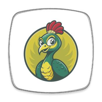Peacock Cute Kawaii Cartoon Clipart Pet Animal - Square fridge magnet - white - Front