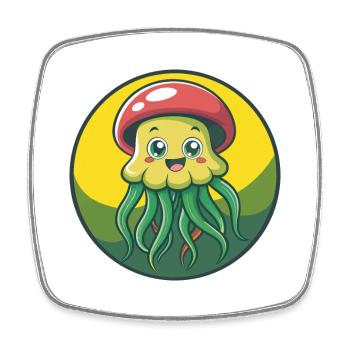 Méduse mignon Kawaii dessin animé Clipart Animal de compagnie - Magnet carré - blanc - Devant
