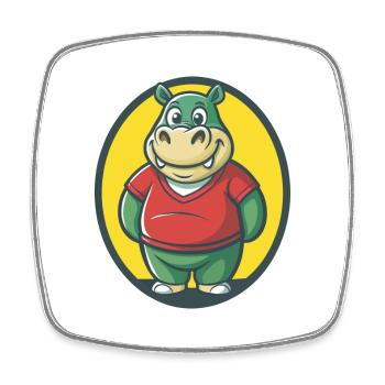 Nilpferd Niedliche Kawaii Cartoon Clipart Haustier Tier - Viereckiger Kühlschrankmagnet - Weiß - Vorne
