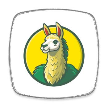 Lama mignon Kawaii dessin animé Clipart Animal de compagnie - Magnet carré - blanc - Devant