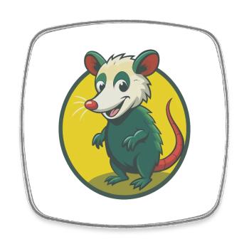 Opossum Mignon Kawaii Dessin animé Clipart Animal de compagnie - Magnet carré - blanc - Devant