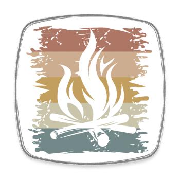 Rétro feu de camp survie en plein air Bushcraft icône - Magnet carré - blanc - Devant