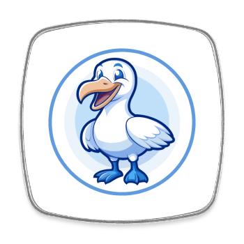 Albatross Blue Kawaii Cartoon Character Clipart - Square fridge magnet - white - Front