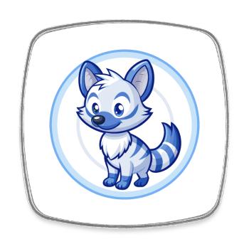 Erdwolf Blau Kawaii Cartoon Figur Clipart Haustier - Viereckiger Kühlschrankmagnet - Weiß - Vorne