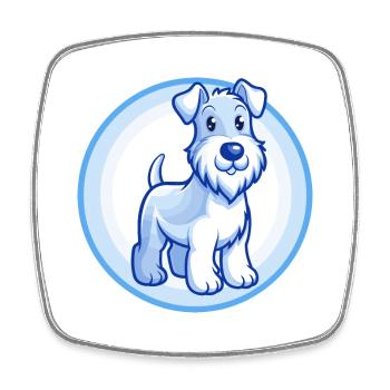 Airedale Terrier Hund Blau Kawaii Zeichentrickfigur - Viereckiger Kühlschrankmagnet - Weiß - Vorne