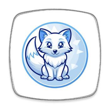 Polarfuchs Blau Kawaii Cartoon Figur Clipart - Viereckiger Kühlschrankmagnet - Weiß - Vorne
