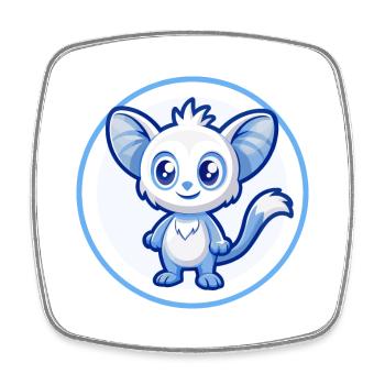 Aye Aye Blau Kawaii Cartoon Figur Clipart Haustier - Viereckiger Kühlschrankmagnet - Weiß - Vorne