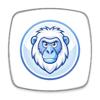Baboon Blue Kawaii Cartoon Character Clipart Pet - Square fridge magnet - white - Front