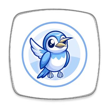 Bienenfresser Blau Kawaii Cartoon Figur Clipart - Viereckiger Kühlschrankmagnet - Weiß - Vorne