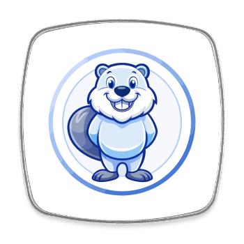 Biber Blau Kawaii Cartoon Figur Clipart Haustier - Viereckiger Kühlschrankmagnet - Weiß - Vorne