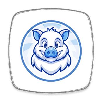 Sanglier Bleu Kawaii Dessin Animé Personnage Clipart Animal de compagnie - Magnet carré - blanc - Devant