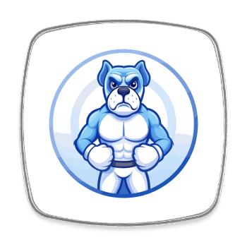 Boxer Hund Blau Kawaii Cartoon Figur Clipart - Viereckiger Kühlschrankmagnet - Weiß - Vorne