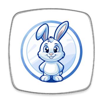 Hase Blau Kawaii Cartoon Figur Clipart Haustier - Viereckiger Kühlschrankmagnet - Weiß - Vorne