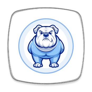 Bulldogge Blau Kawaii Cartoon Figur Clipart Haustier - Viereckiger Kühlschrankmagnet - Weiß - Vorne