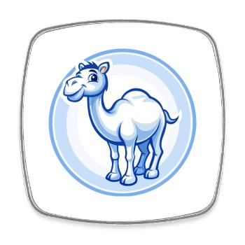 Chameau bleu kawaii dessin animé personnage clipart animal de compagnie - Magnet carré - blanc - Devant