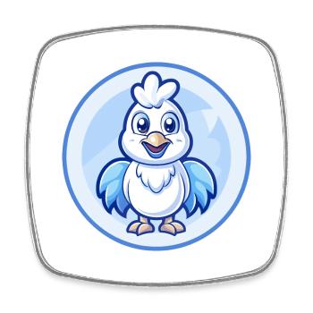 Huhn Blau Kawaii Cartoon Figur Clipart Haustier - Viereckiger Kühlschrankmagnet - Weiß - Vorne