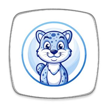Cheetah Blue Kawaii Cartoon Character Clipart Pet - Square fridge magnet - white - Front