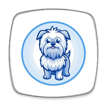 Affenpinscher Dog Blue Kawaii Cartoon Character - Square fridge magnet - white - Front