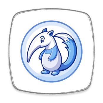 Ameisenbär Blau Kawaii Cartoon Figur Clipart Haustier - Viereckiger Kühlschrankmagnet - Weiß - Vorne