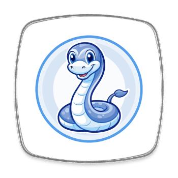 Anaconda Blue Kawaii Cartoon Character Clipart Pet - Square fridge magnet - white - Front