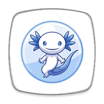 axolotl bleu kawaii dessin animé personnage clipart animal de compagnie - Magnet carré - blanc - Devant