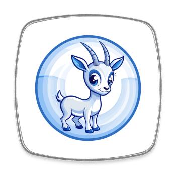 Antilope Blau Kawaii Cartoon Charakter Clipart Haustier - Viereckiger Kühlschrankmagnet - Weiß - Vorne