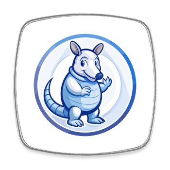 Gürteltier Blau Kawaii Cartoon Figur Clipart - Viereckiger Kühlschrankmagnet - Weiß - Vorne