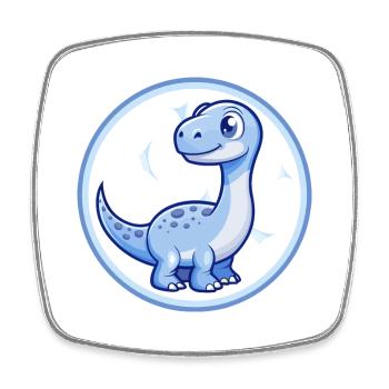Dinosaurier Blau Kawaii Cartoon Figur Clipart Haustier - Viereckiger Kühlschrankmagnet - Weiß - Vorne