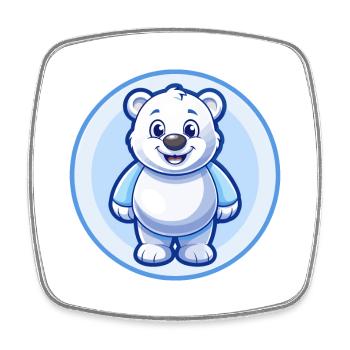 Bear Blue Kawaii Cartoon Character Clipart Pet - Square fridge magnet - white - Front