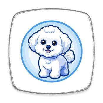 Bichon Frise Dog Blue Kawaii Cartoon Character Pet - Square fridge magnet - white - Front