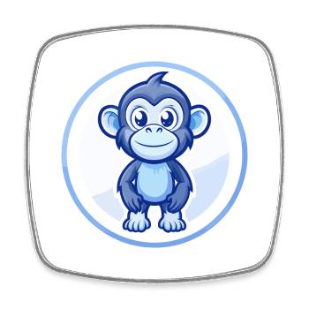 Bonobo Blue Kawaii Cartoon Character Clipart Pet - Square fridge magnet - white - Front