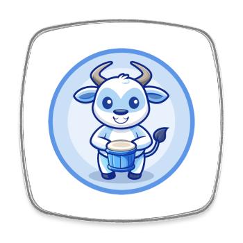 Bongo Blau Kawaii Cartoon Figur Clipart Haustier - Viereckiger Kühlschrankmagnet - Weiß - Vorne