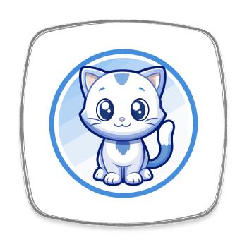Cat Blue Cute Kawaii Cartoon Character Clipart Pet - Square fridge magnet - white - Front