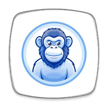 Schimpanse Blau Kawaii Cartoon Figur Clipart - Viereckiger Kühlschrankmagnet - Weiß - Vorne